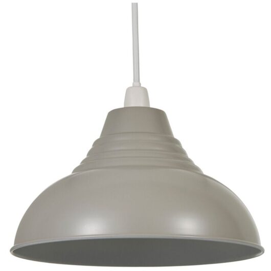 Glow Light Shade 30.5 cm Easy Fit Metal Dome Lampshade - Grey - Litecraft