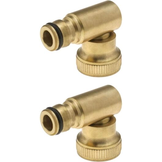 2pcs 3/4 Hose Faucet Connector, Brass Swivel Female Thread Quick Connect Fitting to 3/4 (Swivel Direction)