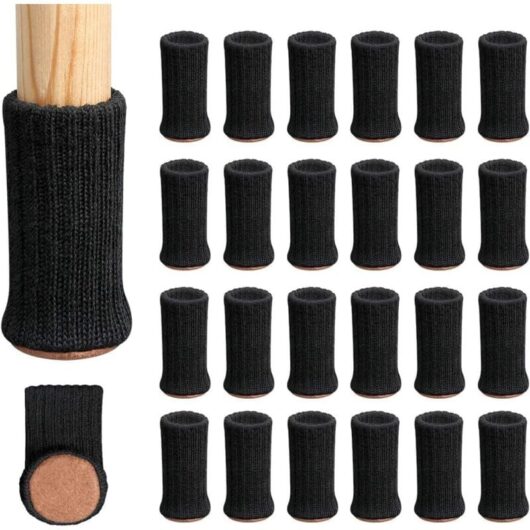Csparkv - 24pcs Chair Leg Socks, Furniture Feet, Non-Slip Chair Leg Caps for Fits 1' to 2' Diameter Chair Legs, Black