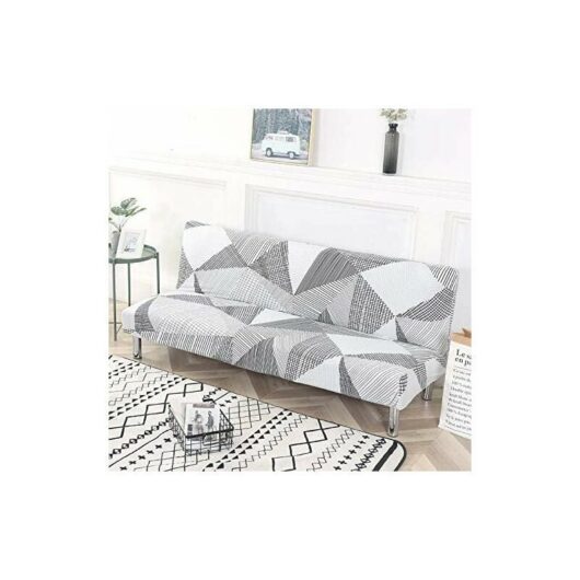Fortuneville - Sofa covers Armless Sofa Bed Cover, Spandex Stretch Futon Slipcover Protector, Non-Slip Elastic Folding Couch Sofa Shield Fits for 2-3