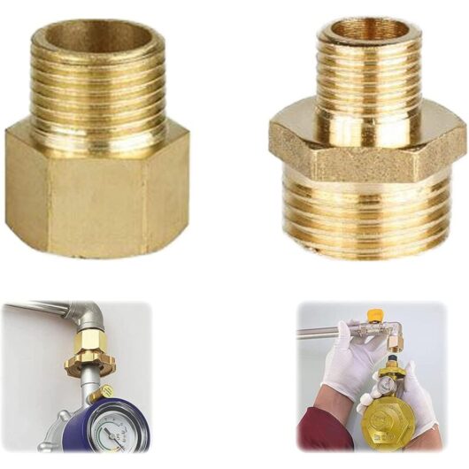 Gas Adapter Copper Gas Hose Adapter Gas Bottle Connection Adapter Gas Adapter 1/2 to 1/4, 3/4 Connection Fitting for Gas Stoves, Camping Stoves,