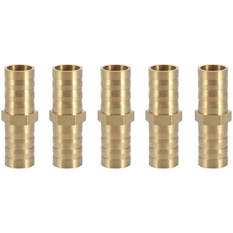 Straight Barbed Connector, Two Way Straight Pipe Adapter Brass Pipe Fitting Joint Tube Connector 10mm(10mm 5pcs)