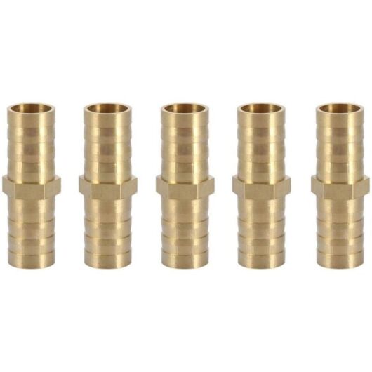 Straight Barbed Connector Brass Straight Two Way Pipe Adapter Pipe Fitting Connector Pipe Fitting 12mm (12mm, 5pcs)