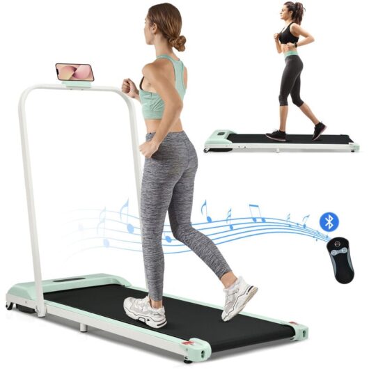 Modernluxe - Folding Treadmill 2 in 1, Electric Walking Running Machine 1-6KM/H with Bluetooth, Remote Control, lcd Display, Green