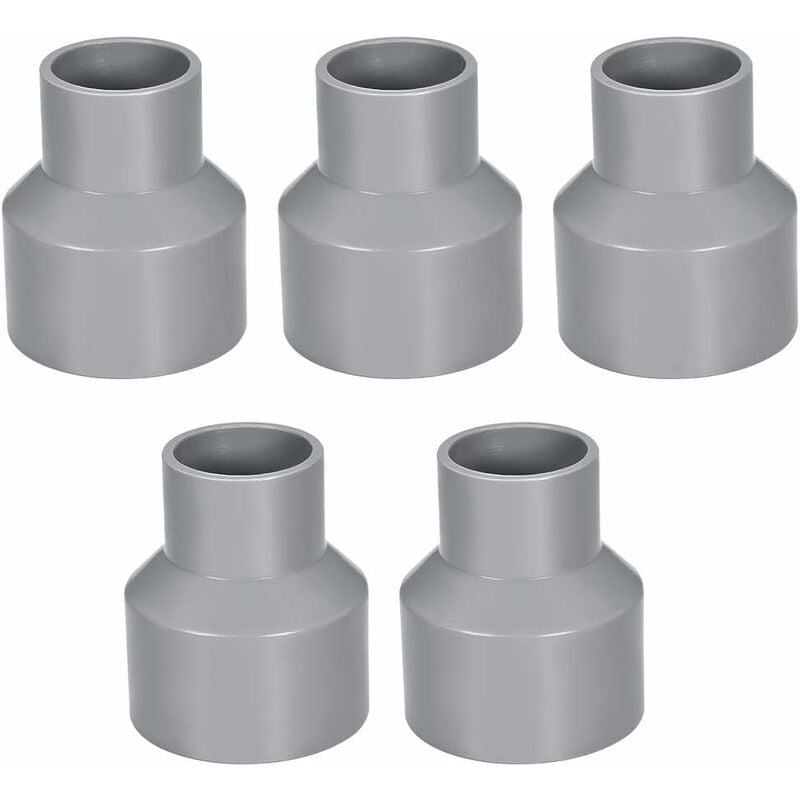 50mm x 32mm PVC Pipe Reducer Fitting Coupling Hub Coupling DWV Gray 5Pcs