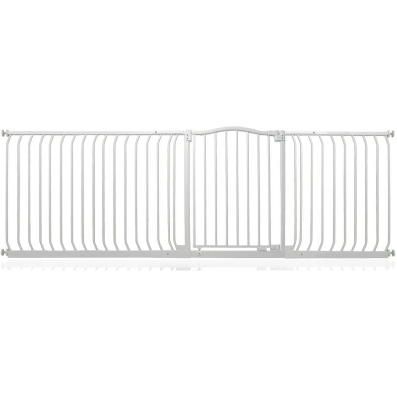 Bettacare - Curved Top Dog Gate, 225cm - 234cm, Matt White, Pressure Fit Pet Gate for Dog and Puppy, Pet and Dog Barrier