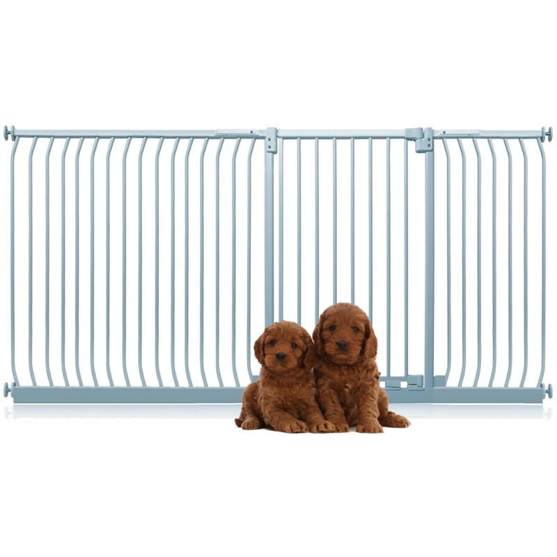 Bettacare - Extra Tall Elite Dog Gate, 225cm - 234cm, Matt Grey, Extra Tall 96.8cm in Height, Pressure Fit Pet Gate