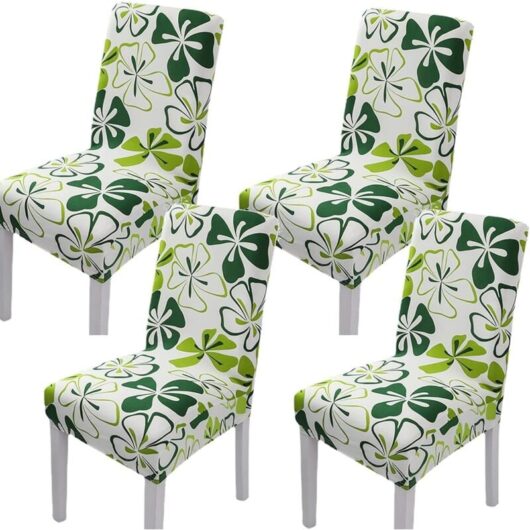 Chair Cover Decor, 4 Piece Stretch Chair Cover Slipcover Chair Cover Made of Spandex Material with Elastic Band for Universal Fit, Very Easy to Clean