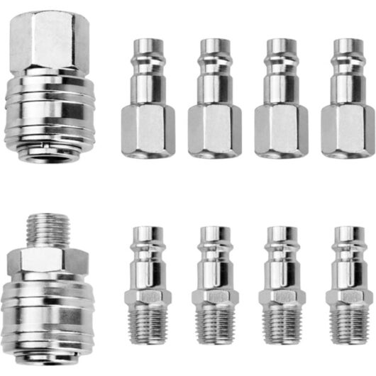 Compressor quick assembly, 10 pieces compressor fittings 1/4 inch BSP, pneumatic quick assembly, air-pneumatic coupling set, compressor air accessory