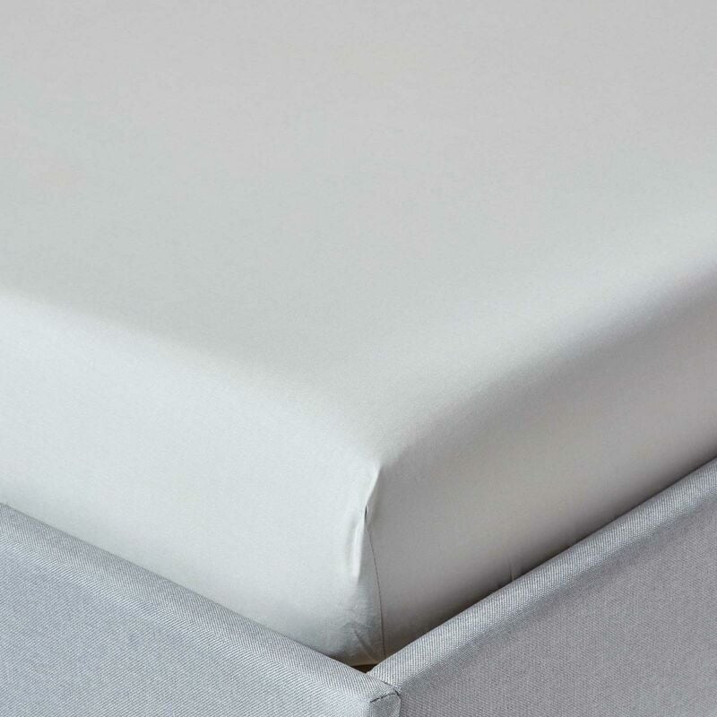 HOMESCAPES Silver Grey Egyptian Cotton Fitted Sheet 200 Thread Count, Single - Silver Grey
