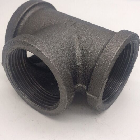 Memkey - 1/2'' Equal Tee 3 Malleable Cast Iron Pipe Black Pipe Fittings Internal Pipe Connector - 1/2 inch, DN15 (2 pieces)