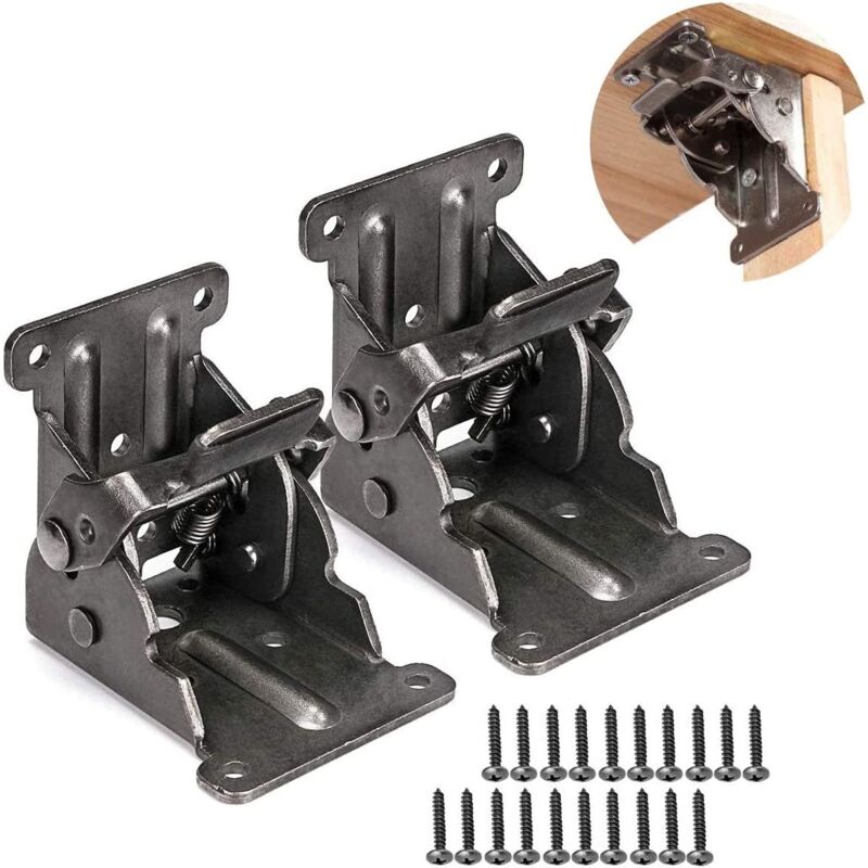 Memkey - 2pcs self-locking hinges, folding support leg fittings, corner brace for folding legs, folding workbench, with 20pcs screws