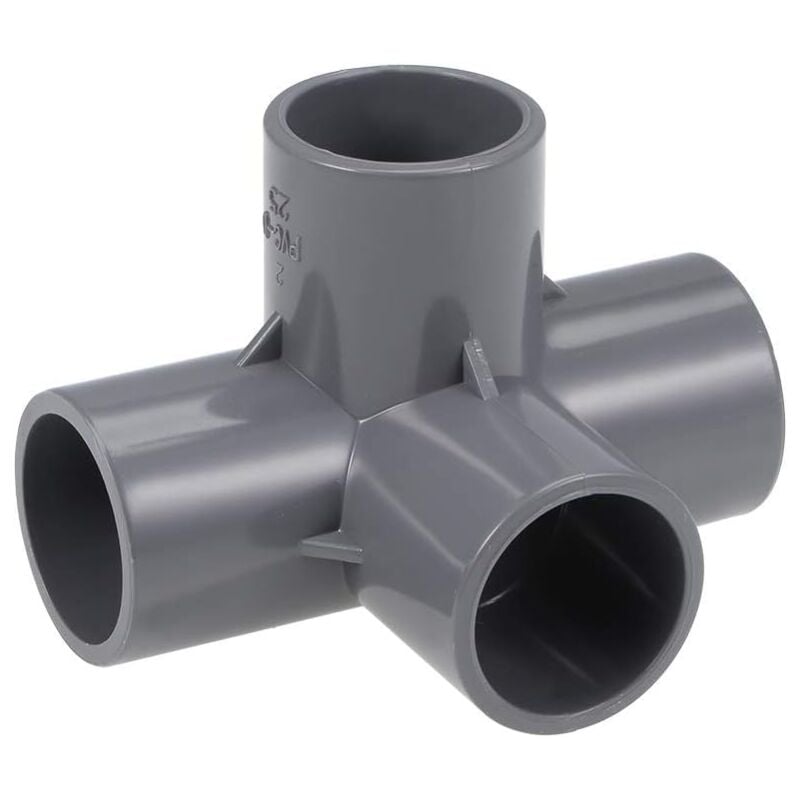 Memkey - Pack of 2 4-way angle fittings made of furniture-quality pvc, 25 mm, grey