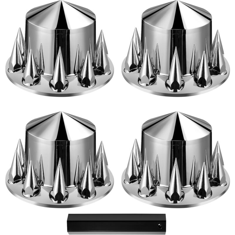 Mophorn - Rear Axle Wheel Covers, Spiked Axle Cover for Semi Truck, abs Electroplated Rust-Resistant Lug Nut Covers, Universal Fit, Installation
