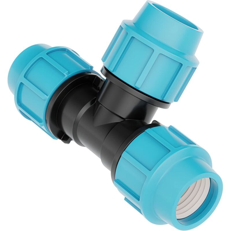 PP Water Pipe T-Piece with Three Female Outlets (3 x 40mm), PE Pipe Clamp Fitting, ½ Inch PP Fitting