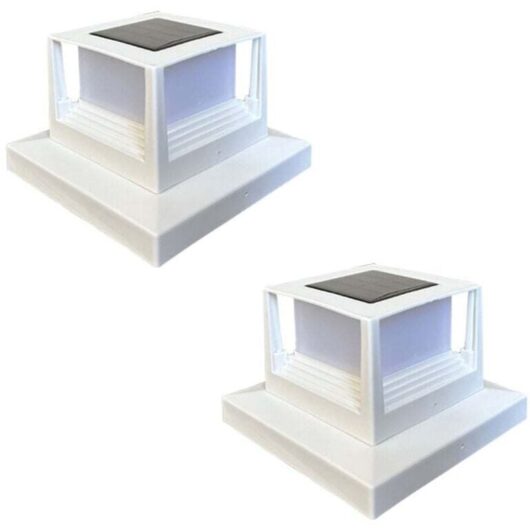 Pack Solar Fence Post Lights, Solar Powered Waterproof smd LEDs for Deck or Patio Decoration, Fits 4x4, 5x5 or 6x6 Wooden Posts, White. mumu