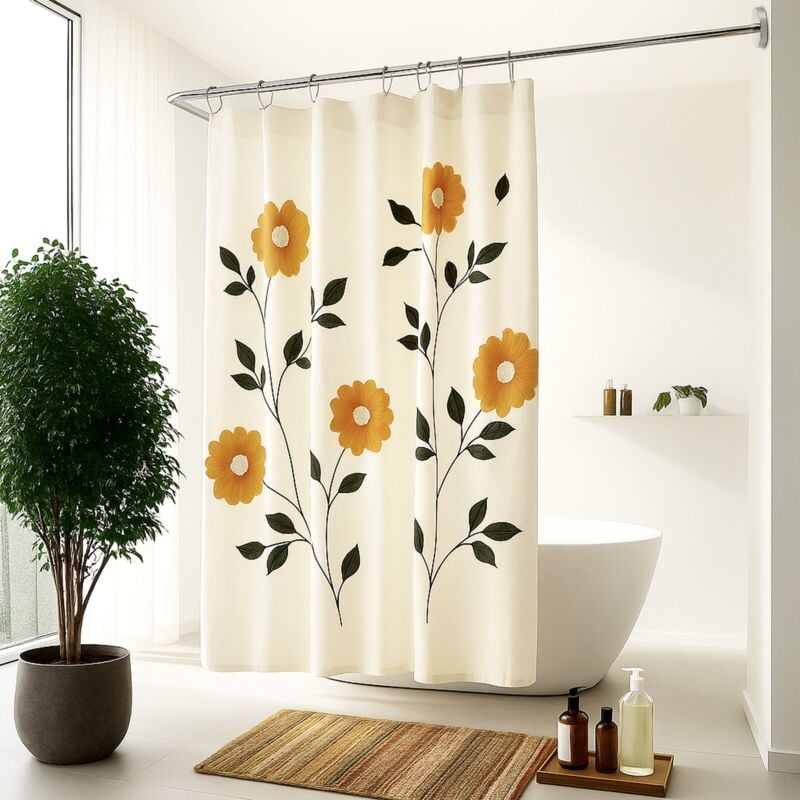 Shower Curtain Rod Shower Curtain Pole Tension Pol Extendable Corner Shower Curtain Pole L Shape Bathtub Corner Rail 4 Way Use for Bathroom Fitting