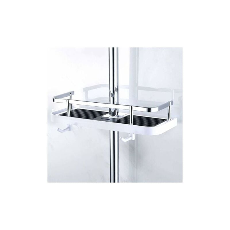 Storage Hooks Multifunctional Hanging Storage Shelf, No Drilling Shower Shelf, Wall Mounted Shower and Bathroom Organizer - Fits 24-25mm Rail (Black)