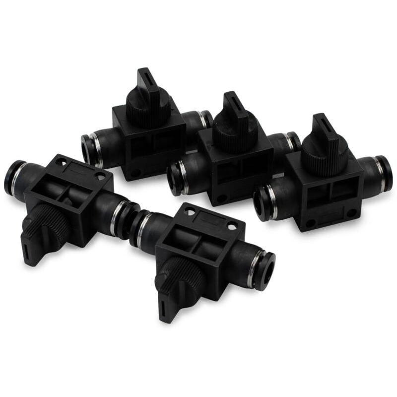 5pcs 8mm Tubes OD Ball Valve Air Flow Control Straight Pneumatic Union Fitting Push To Connect