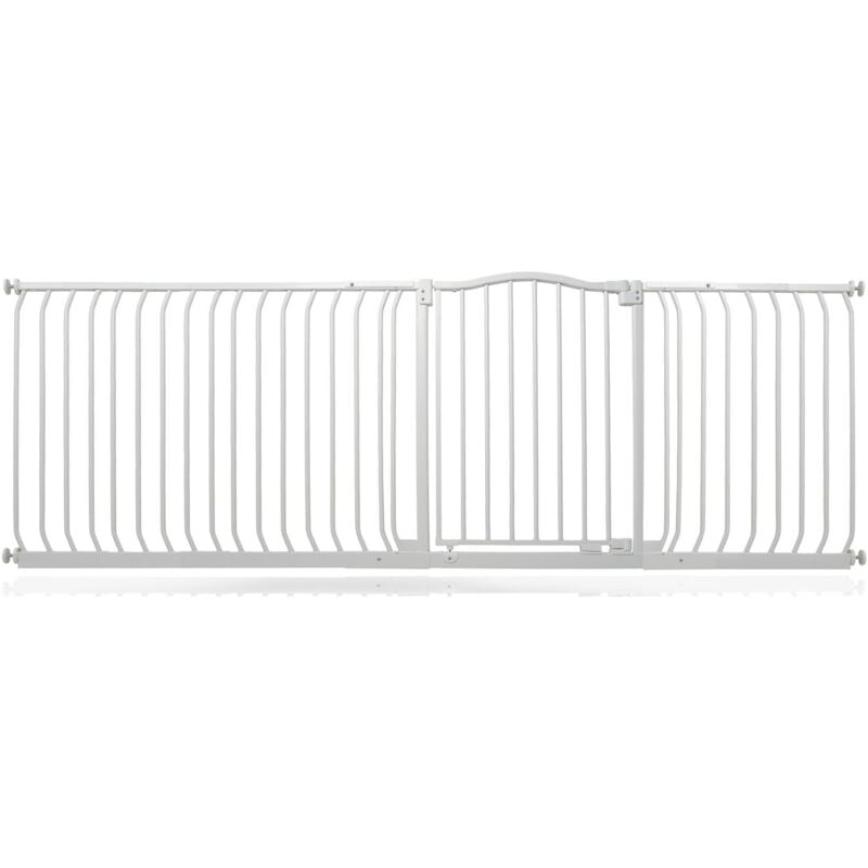 Bettacare - Curved Top Dog Gate, 216cm - 225cm, Matt White, Pressure Fit Pet Gate for Dog and Puppy, Pet and Dog Barrier