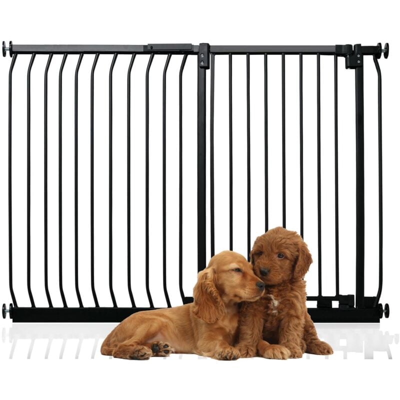 Bettacare - Extra Tall Elite Dog Gate, 134cm - 143cm, Matt Black, Extra Tall 96.8cm in Height, Pressure Fit Pet Gate