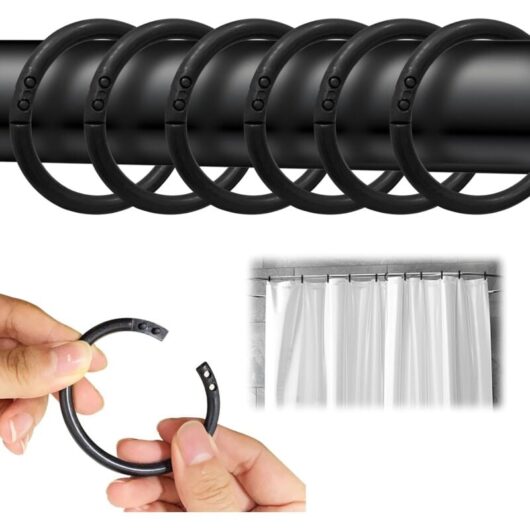 Csparkv - 24 Pack Black Plastic Shower Curtain Rings, Fit Most Shower Curtain Rods.