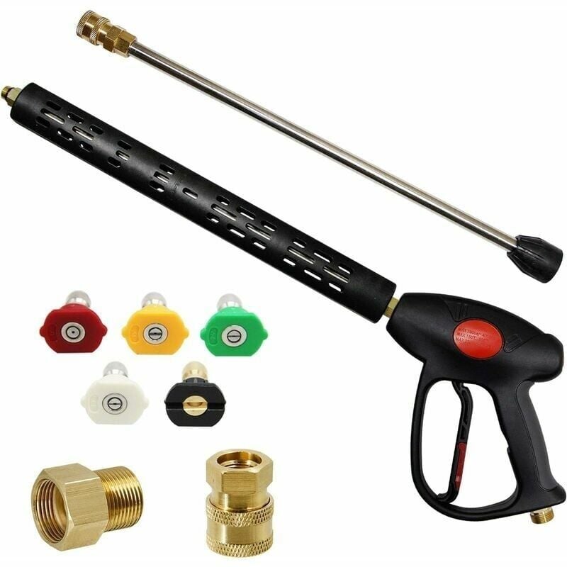 Pressure Washer Accessory, Pressure Washer Replacement Gun with 16 Inch Extension Wand, 4000 PSI, Pressure Washer Gun with M22-15mm or M22-14m Fitting