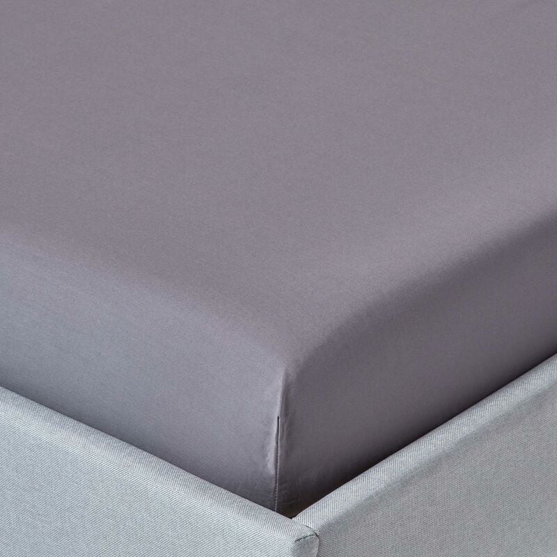 Homescapes - Dark Grey Egyptian Cotton Fitted Sheet 200 Thread Count, King - Dark Grey