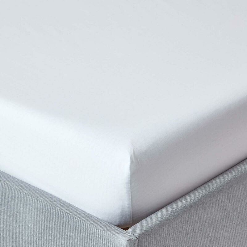 Homescapes - White Egyptian Cotton Deep Fitted Sheet 200 Thread Count, Double - White