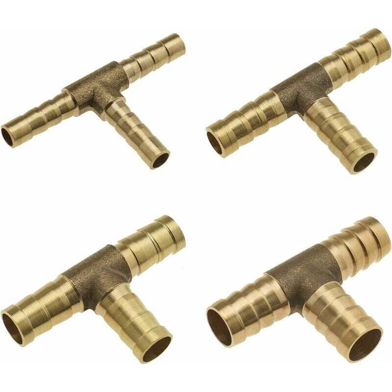 T-Shaped Brass Barbed 3-Way Connector Fitting for Fuel, Air, Water, Oil (6mm, 8mm, 10mm, 12mm)