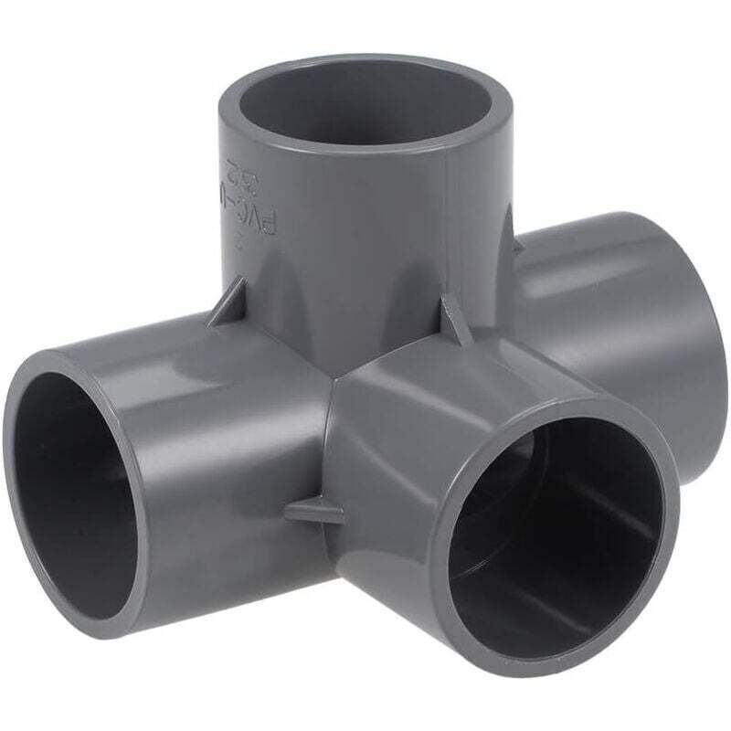4-Way Elbow PVC Pipe Fitting Furniture Grade 32mm T-Angle Fittings Grey 10Pcs