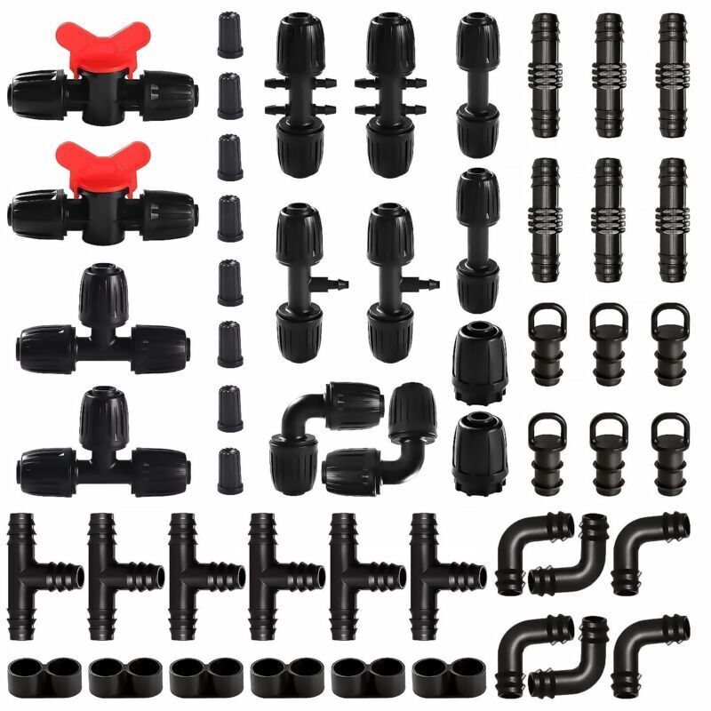 52-Piece Irrigation Fittings for 13/16mm to 4/7mm Tubing, Irrigation Water Hose Connector, Garden Irrigation Hose Connector, Barbed Connectors for
