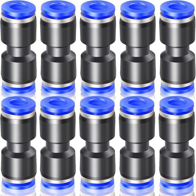 Blue push-fit pneumatic fittings with an outside diameter of 10 mm (PU-10)
