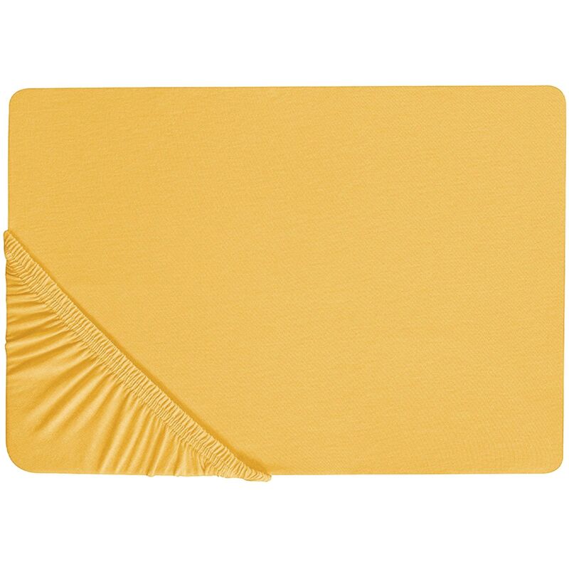 Fitted Sheet JANBU Cotton 180 x 200 cm Mustard