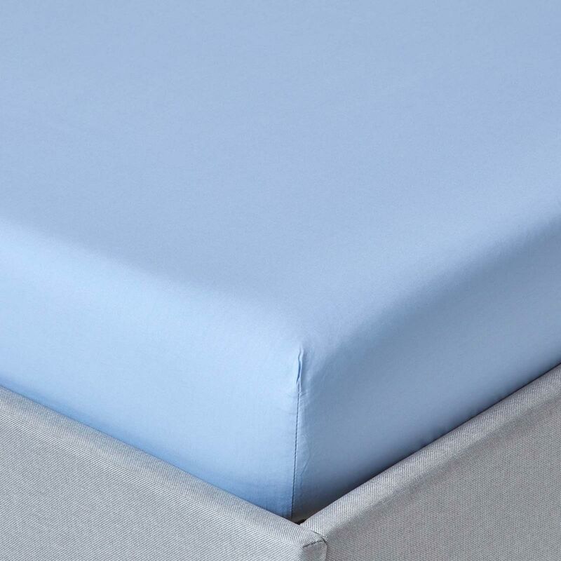Homescapes - Blue Egyptian Cotton Deep Fitted Sheet 200 Thread Count, Single - Blue