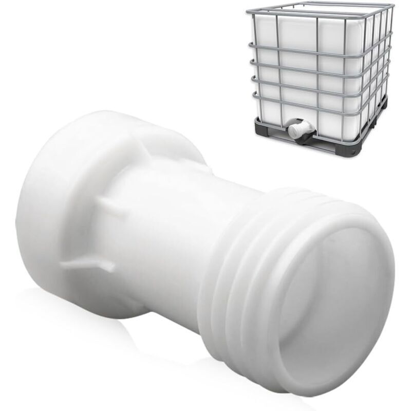 IBC tank fittings, IBC adapter S60 x 6 extension joint, 60 mm tank valve, 1000 L, straight plastic, thick thread, IBC container fittings S60 x 6 tank