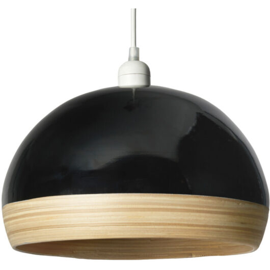 Litecraft Dominic Light Shade Bamboo 30 cm Easy Fit Lampshade - Black, Natural