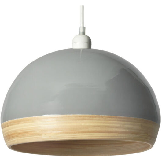 Litecraft Dominic Light Shade Bamboo 30 cm Easy Fit Lampshade - Grey, Natural