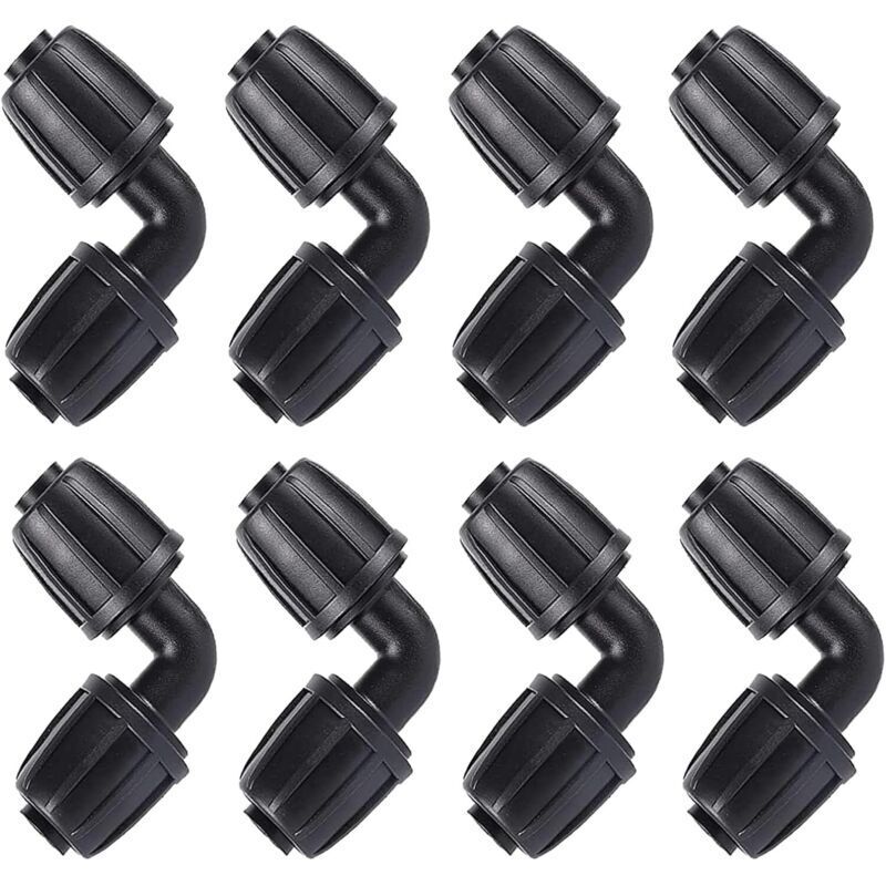 Micro Drip System L-Fitting (3/4"), Garden Hose Elbow Universal Connector Elbow Joint Agricultural Irrigation Accessories (8 Pieces)