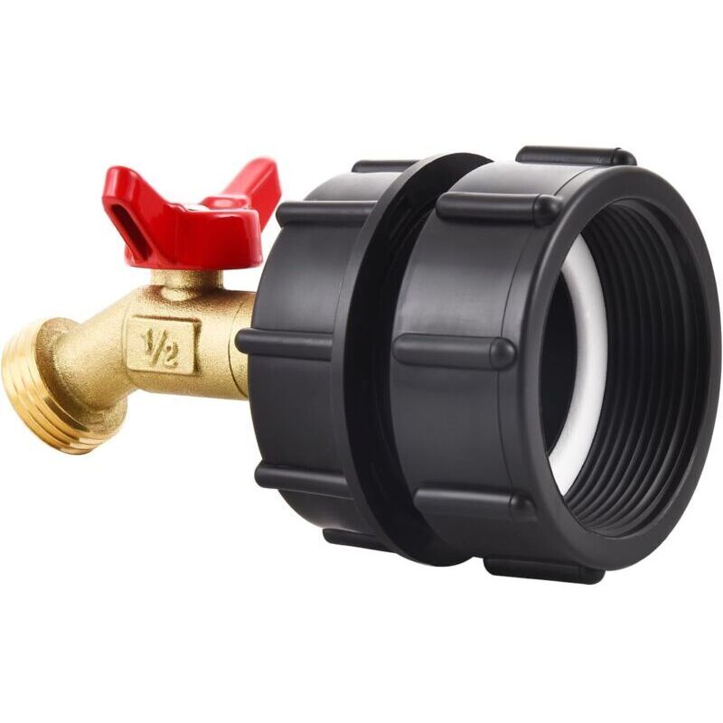 2" Fine Thread Tote Tank Adapter, 60mm IBC Tote Fittings 1/2" Male NPT Inlet × 3/4" Male GHT Thread, Garden Hose Connector for Valve Replacement Parts