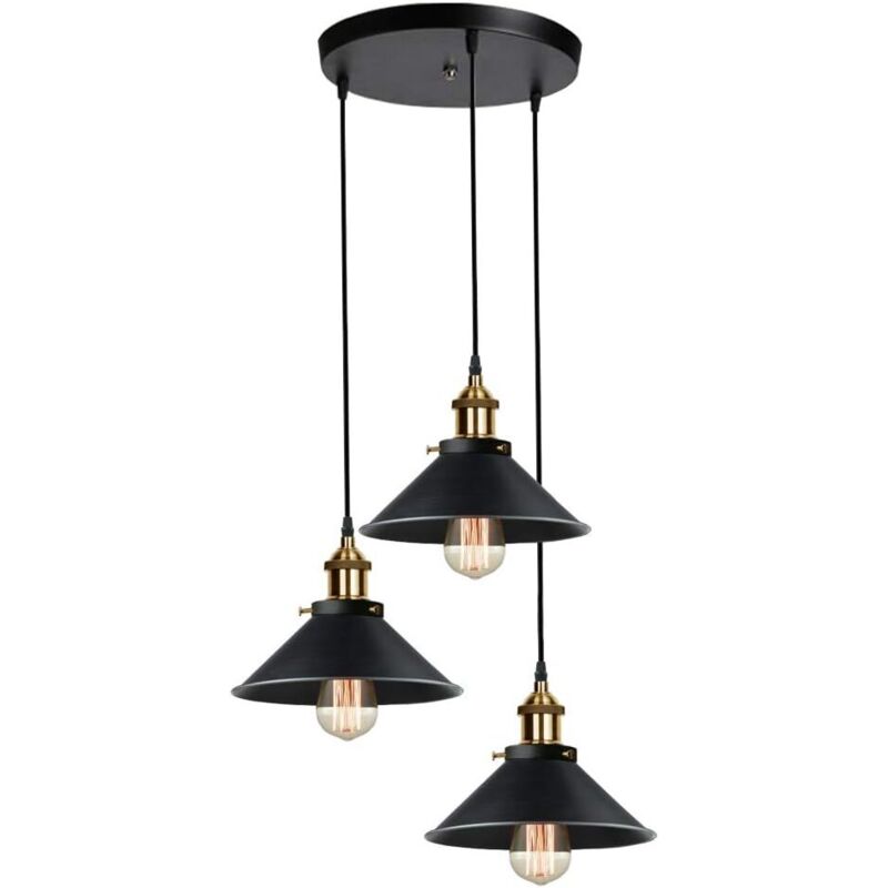 COMELY White Vintage 3-Light Pendant Chandelier with 1.2m Cable & E27 Fittings, 29cm Diameter, for Dining Table, Kitchen Island, Hallway