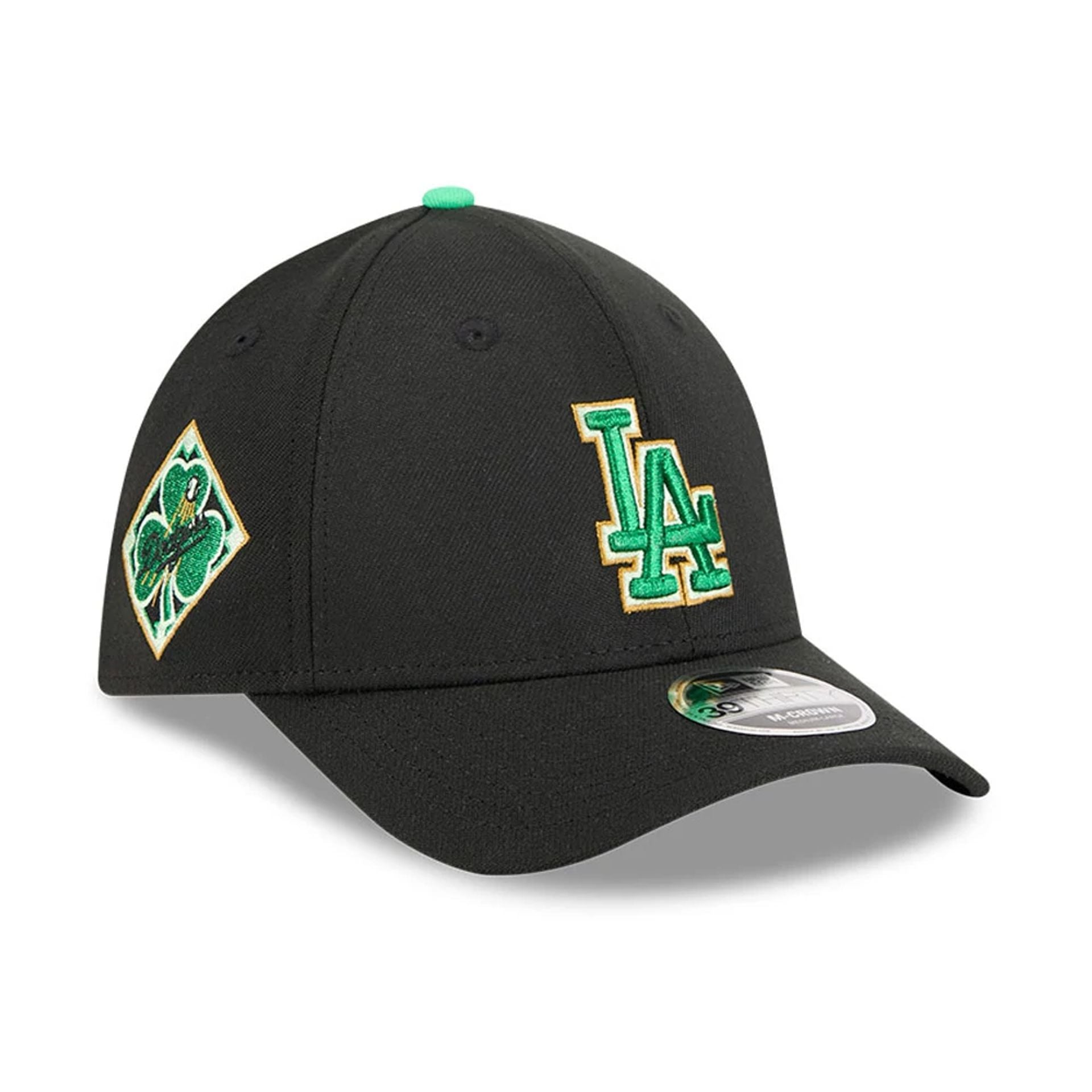 Dodgers MLB Saint Patrick's Day Black 39THIRTY M-Crown A-Frame Stretch Fit Cap New Era Cap adult unisex