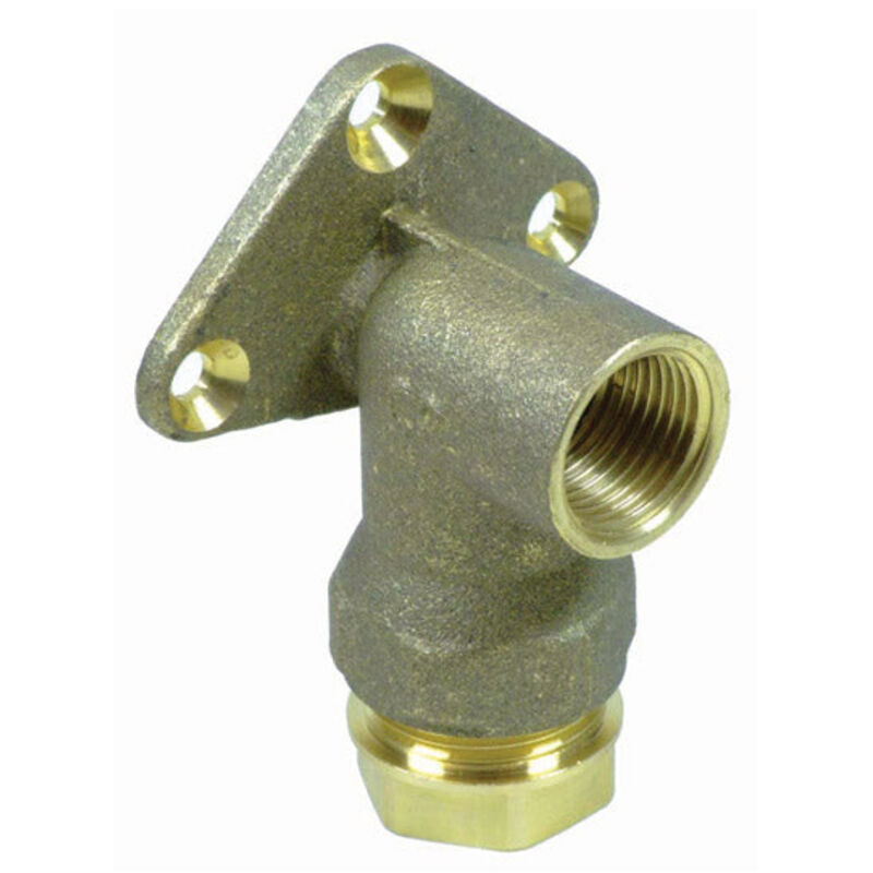 Plasson Brass Wall Plate Elbow 25mm x 1/2" BSPP Fitting