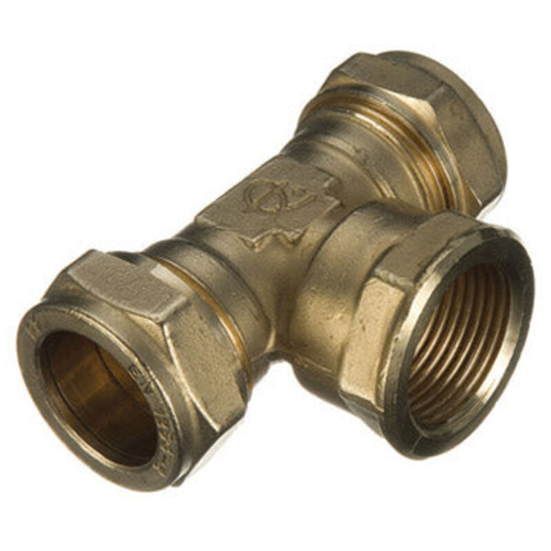Premium Brass Centre Tee Fitting 22x22x3/4" WRAS Approved