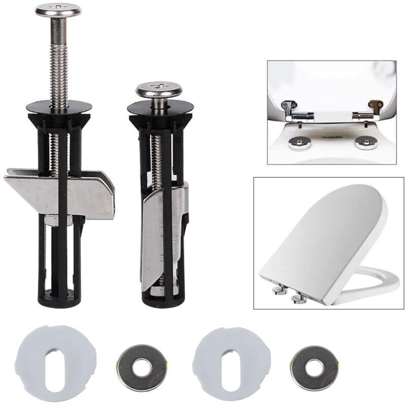 Replacement kit with 2 screws for toilet seat, toilet seat screws, toilet seat spare parts kit with nuts and washers