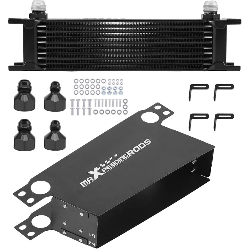 10-Row Oil Cooler Universal System with AN10 Fitting & Installation Package