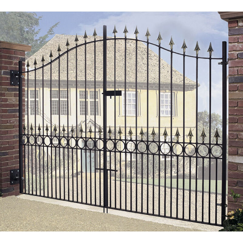 Balmoral Premium Spear Top Tall Bow Top Double Gate - Steel - Fits Gap 2743 mm x 2082 mm High - Electro Galv./Black Powder Coated