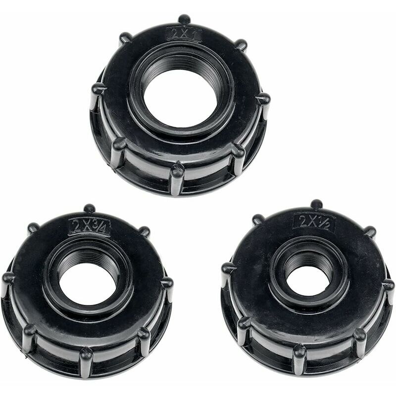Benobby Kids - Pieces ibc Drain Tank Adapter Plastic Water Tank Lid Adapter to S60x6 ibc Adapters Fittings Thick Threads Taps 1/2 3/4 1 Inch Black