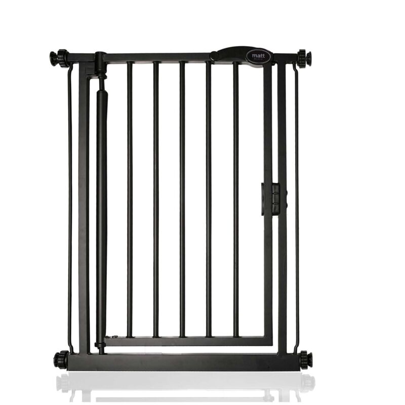 Bettacare - Auto Close Stair Gate, 61cm - 66.5cm, Matt Black, Extra Narrow, Narrow Pressure Fit Safety Gate, Baby Gate