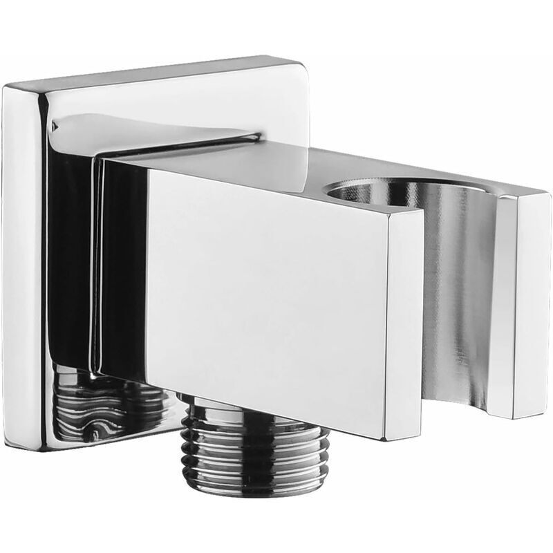 Chrome-plated hose fitting with 1/2" square brass shower head holder, shower elbow with bracket, sand fitting for hand shower